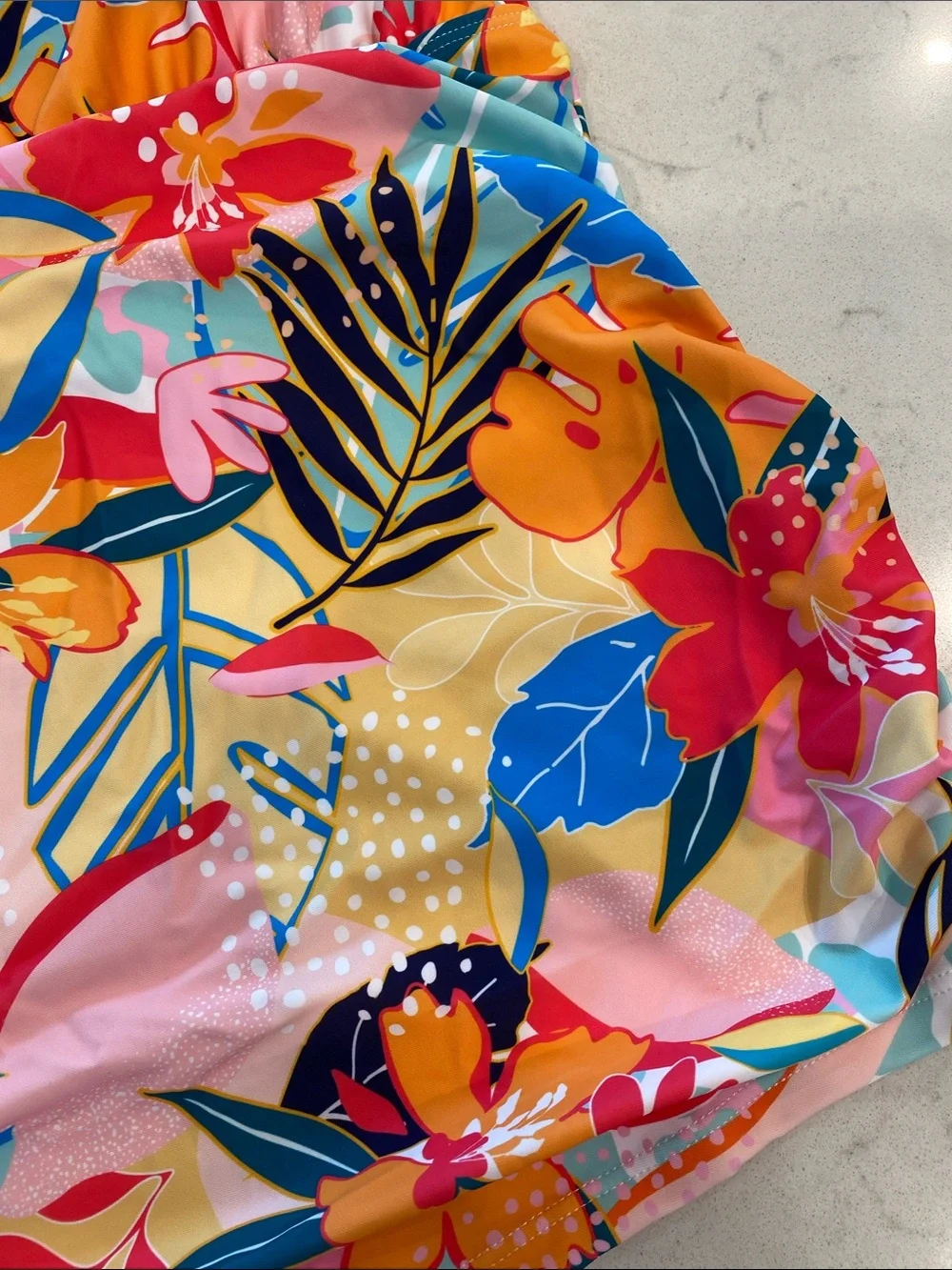 Yonique Multicolor Floral Halter Tankini Top